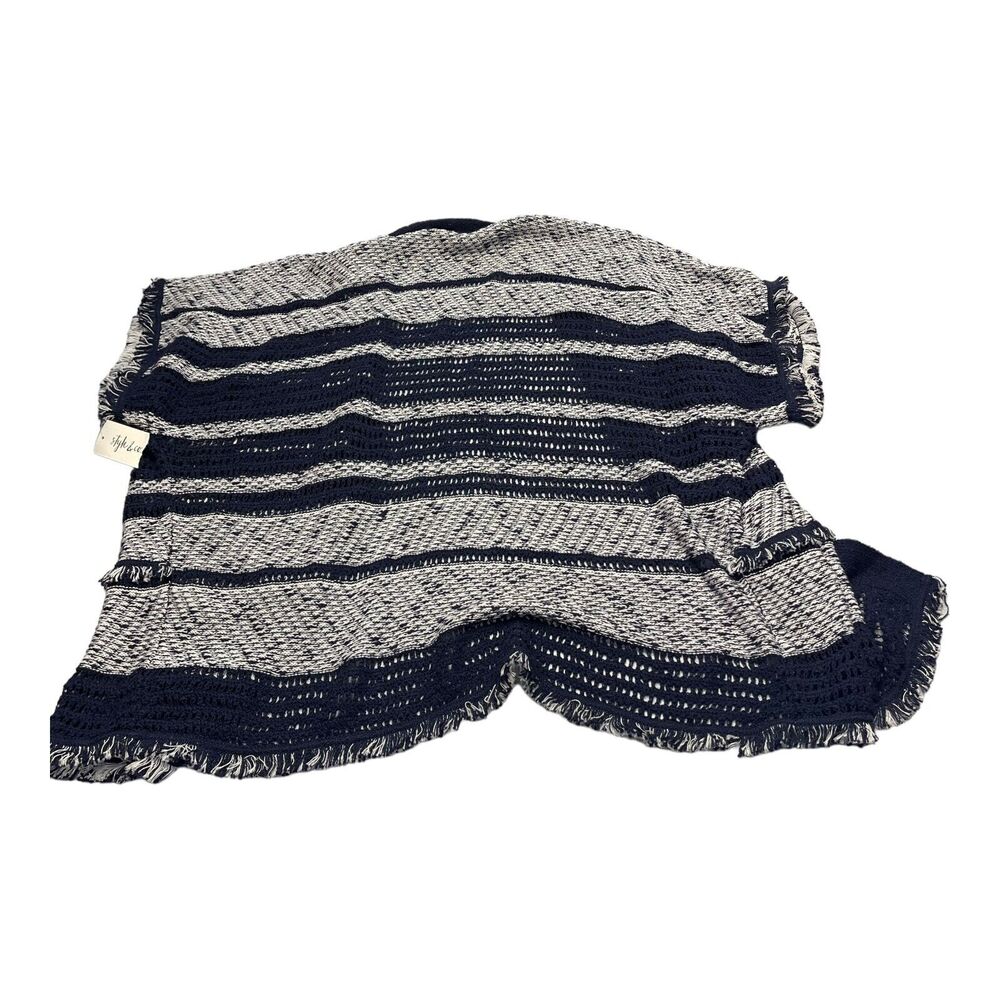 Style&co. Cardigan Sweater Womens XL White Navy Striped Cotton Knit Short Sleeve - Picture 3 of 8